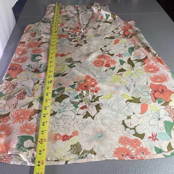 J CREW Mini Dress 100% Silk Floral Sleeveless V-Neck Womens M Cream Orange - Picture 6 of 10
